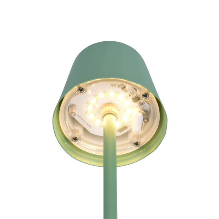Grüne aufladbare Tischlampe Metall, Priya, 1,6W, warm- bis kaltweiß einstellbare LED, 3-stufig dimmbar