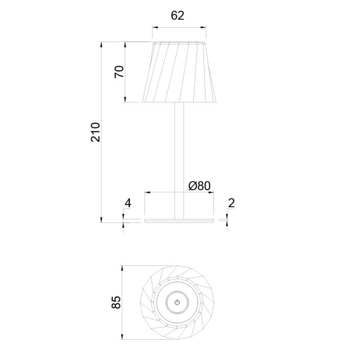 Grüne aufladbare Tischlampe Metall, Priya, 1,6W, warm- bis kaltweiß einstellbare LED, 3-stufig dimmbar