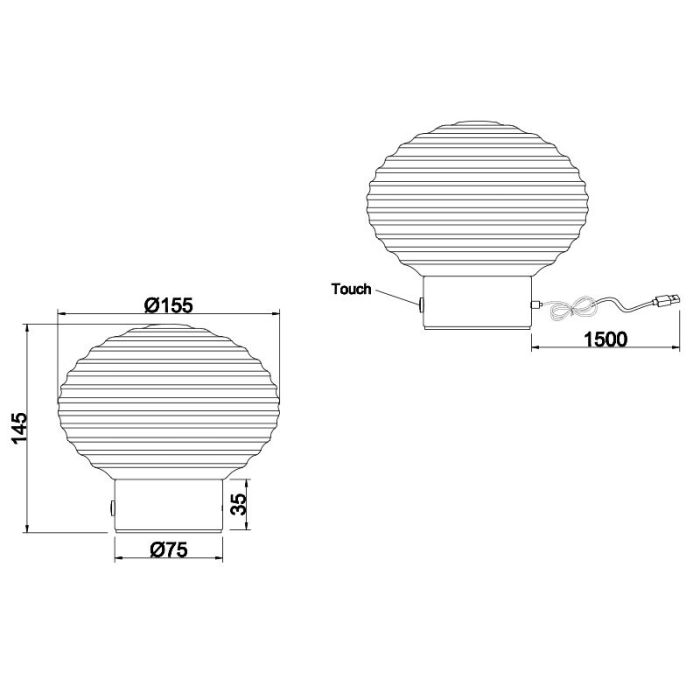 Messing aufladbare Tischlampe Retro, Walid, 2W, 3000K LED, mit Touch-Dimmer