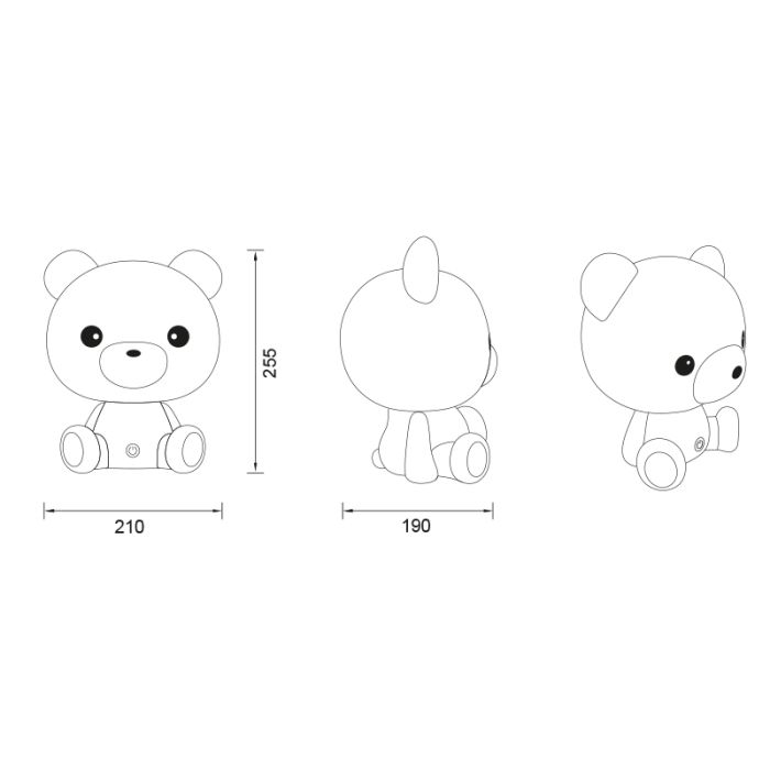 Rosa Kinderzimmer Tischleuchte Kunststoff, Lumibear, 0,3W, RGB LED, mit Schalter