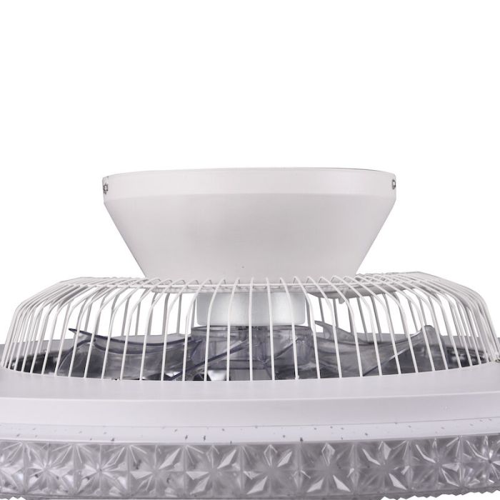 Chrom Deckenventilator Design, Damon, 40W, warm- bis kaltweiß einstellbare LED, mit Fernbedienung
