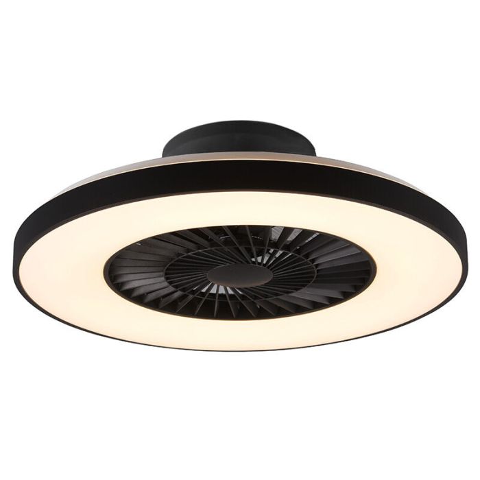 Schwarze Deckenventilator Modern, Maurits, 40W, warm- bis kaltweiß einstellbare LED, mit Fernbedienung