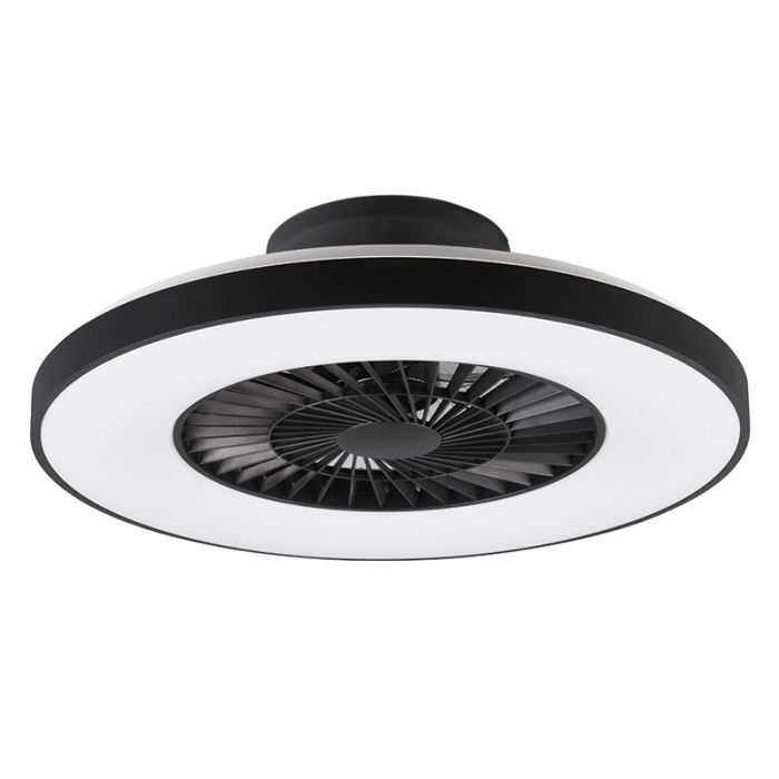 Schwarze Deckenventilator Modern, Maurits, 40W, warm- bis kaltweiß einstellbare LED, mit Fernbedienung