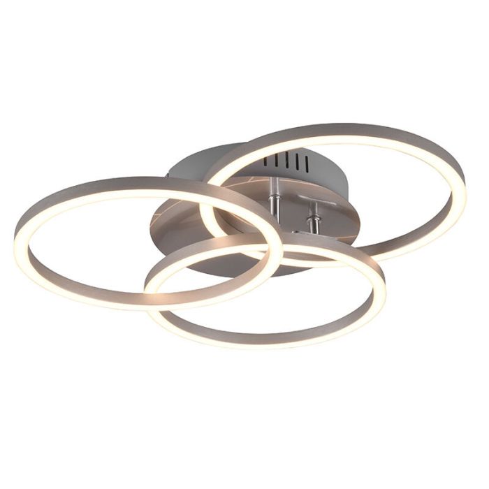 Nickel Deckenlampe Modern, Kobus, 27W, warm- bis kaltweiß einstellbare LED, mit Fernbedienung