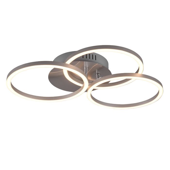 Nickel Deckenlampe Modern, Kobus, 27W, warm- bis kaltweiß einstellbare LED, mit Fernbedienung