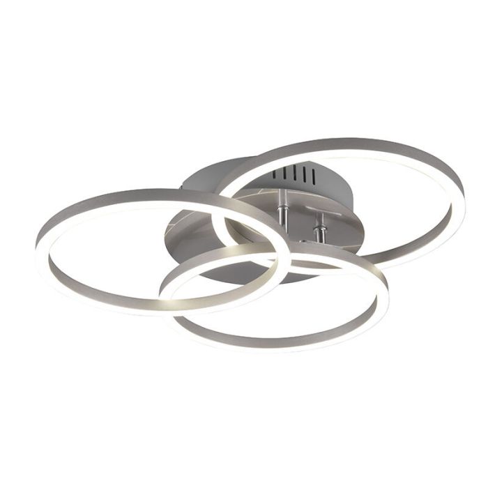 Nickel Deckenlampe Modern, Kobus, 27W, warm- bis kaltweiß einstellbare LED, mit Fernbedienung