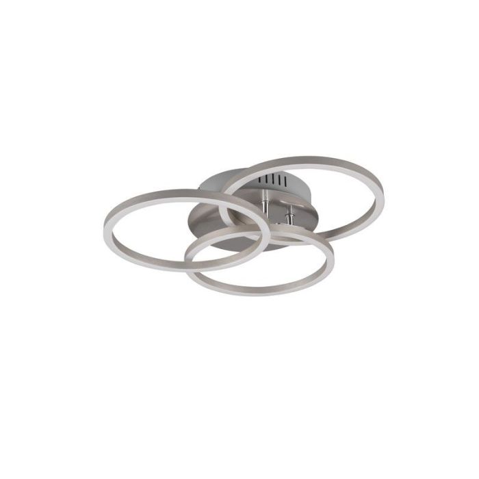 Nickel Deckenlampe Modern, Kobus, 27W, warm- bis kaltweiß einstellbare LED, mit Fernbedienung