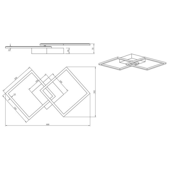 Braune Deckenlampe Modern, Margaux, 20W, 3000K LED