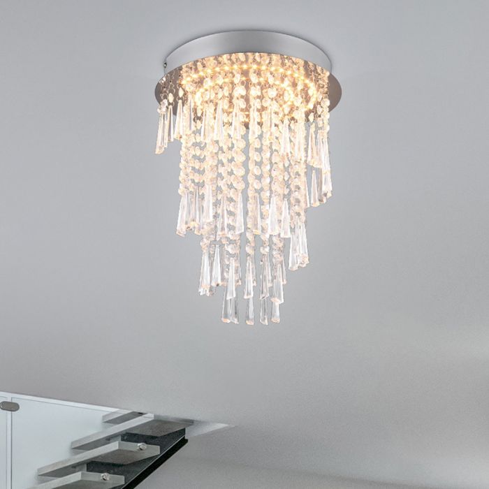 Chrom Kronleuchter Design, Sjon, 18W, warm- bis kaltweiß einstellbare LED, 3-stufig dimmbar