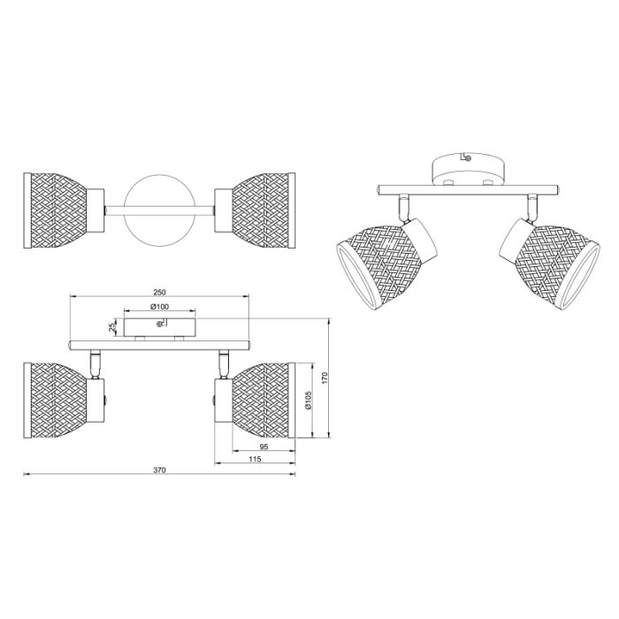 Rattan Deckenstrahler Braun, Laut