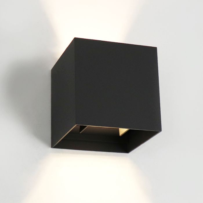 Moderne Up down Wandleuchte Schwarz, Binari, 6W, 2700K LED, IP65