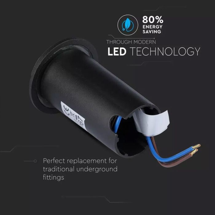 Moderne Bodeneinbaustrahler außen Schwarz, Marcus, 1W, 6500K LED, IP67