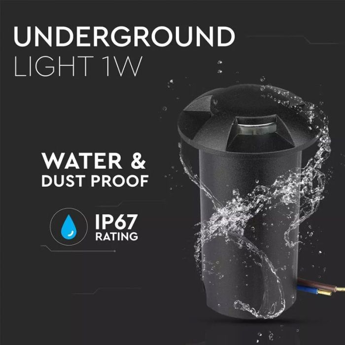 Moderne Bodeneinbaustrahler außen Schwarz, Marcus, 1W, 3000K LED, IP67