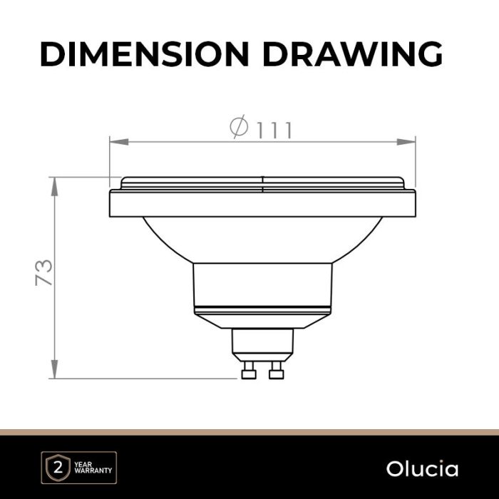 Olucia GU10 LED-Lampe, AR111, schwarz, 12w, dim to warm
