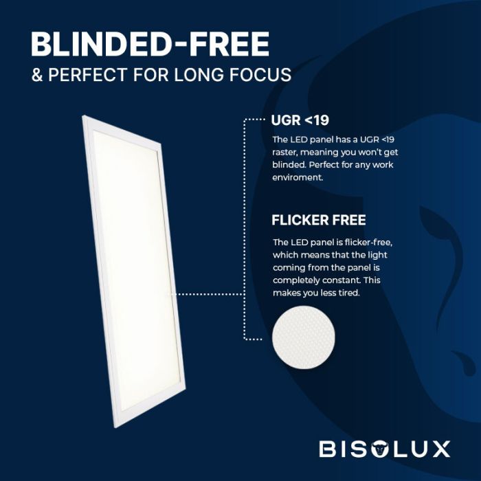 Bisolux LED Panel 120x30 - 38W - 4000K - UGR<19 - Side-lit
