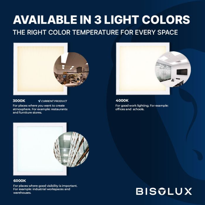 Bisolux LED Panel 30x30 - 12W - 3000K - Dimmbar - UGR<19 - Side-lit
