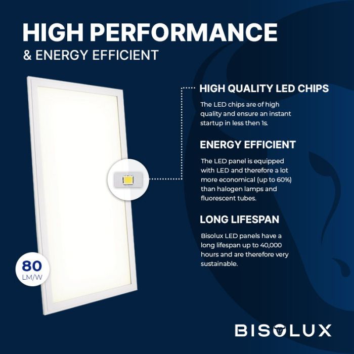 Bisolux LED Panel 60x30 - 24W - 3000K - Dimmbar - UGR<19 - Side-lit