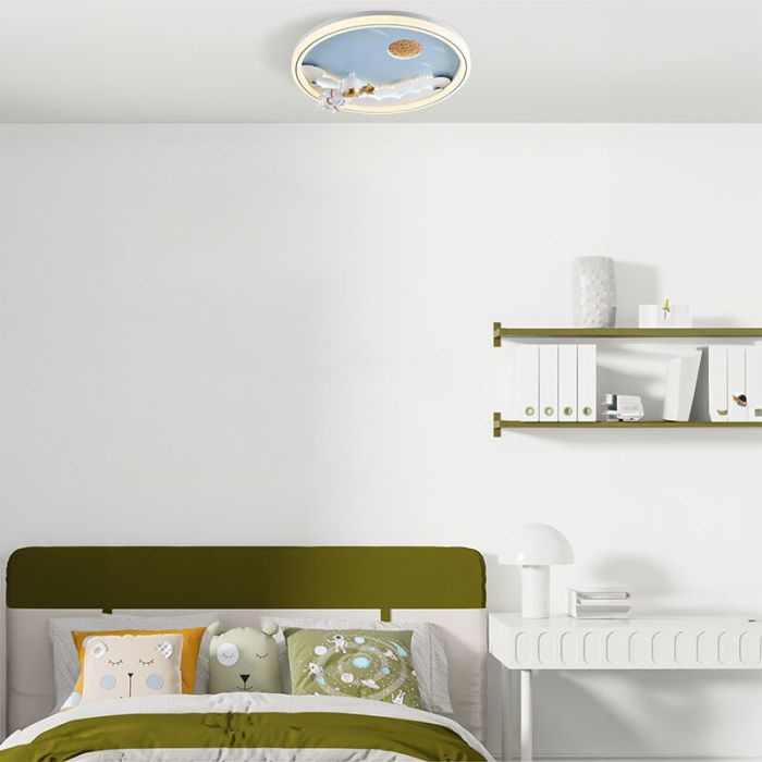 Metall Kinderzimmer Deckenleuchte Blau, Astronaut, 42W, 3000K LED, 3-stufig dimmbar