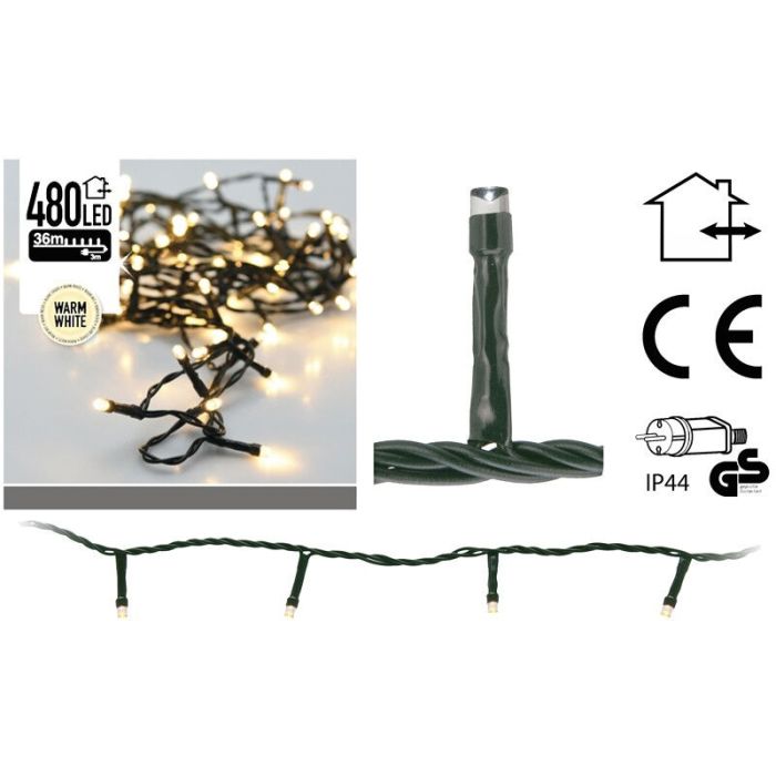 36m LED Weihnachtsbeleuchtung draußen, 480 warmweiße Lichter